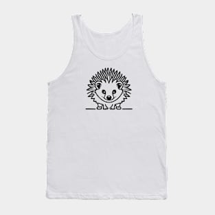 Cute hedgehog Lineart Black and White Tank Top